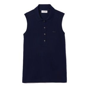 NWT Lacoste Slim Fit Cotton Piqué Sleeveless Polo Navy size 40 (US 8)
